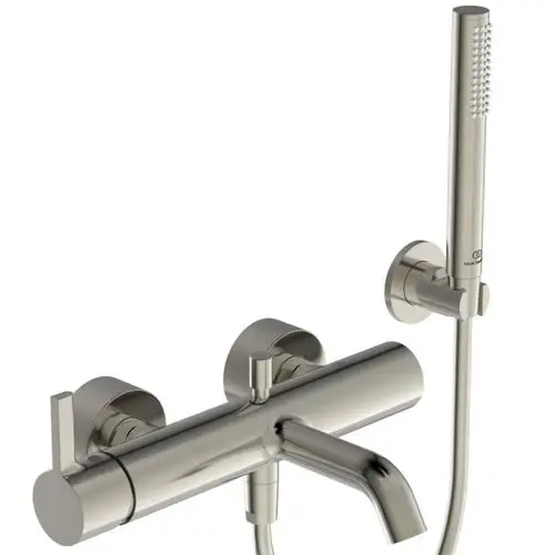 Waschtischarmatur mit Handbrause, Wandmontage, Brauseschlauch und Wandhalter in silberner Ausführung von Ideal Standard.